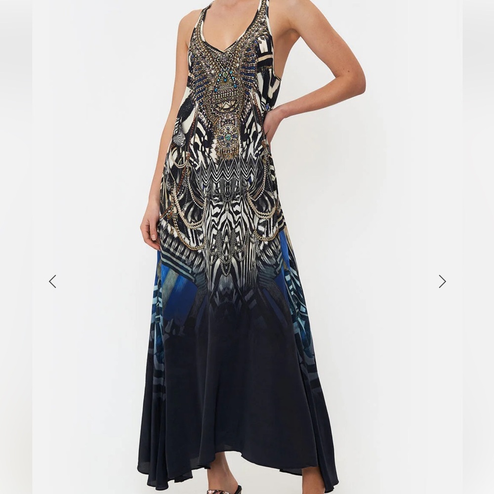Camilla Black and Blue Embellished Maxi Dress